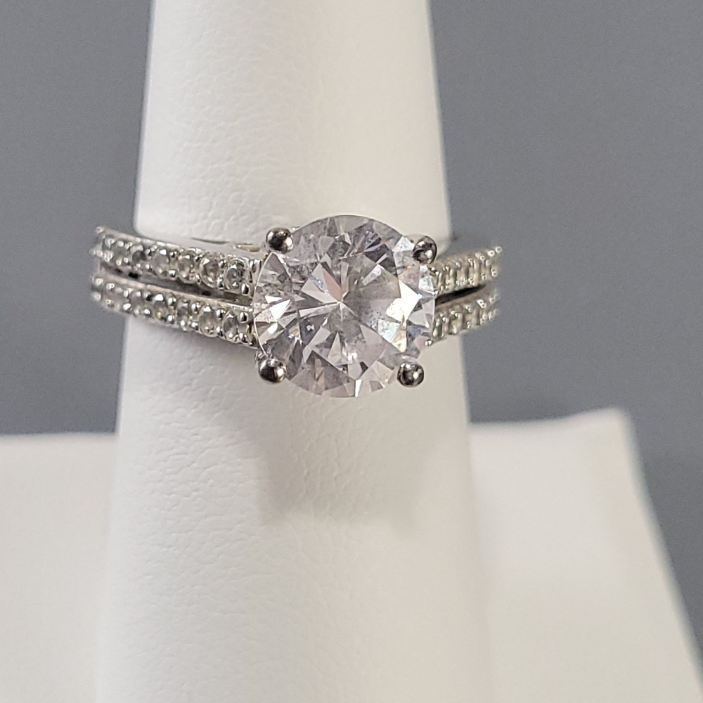 SAI Sterling Silver Engagement Ring Womens Size 6.75  925 Round CZ Filigree